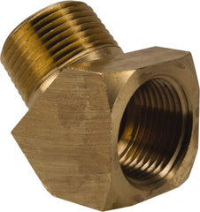 Parker - 3/4 Male Thread x 3/4 Female Thread, Brass Industrial Pipe 45° Street Elbow - MNPTF x FNPTF, 1,000 psi - Exact Tooling