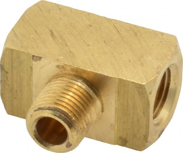 Parker - 1/8 Male Thread x 1/8 Female Thread, Brass Industrial Pipe Male Branch Tee - MNPTF x FNPTF, 1,000 psi - Exact Tooling