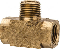 Parker - 3/8 Male Thread x 3/8 Female Thread, Brass Industrial Pipe Male Branch Tee - MNPTF x FNPTF, 1,000 psi - Exact Tooling