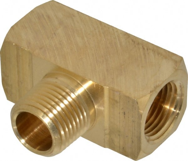 Parker - 1/2 Male Thread x 1/2 Female Thread, Brass Industrial Pipe Male Branch Tee - MNPTF x FNPTF, 1,000 psi - Exact Tooling