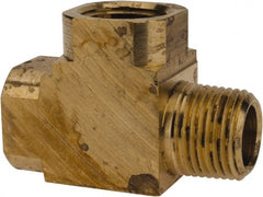 Parker - 3/8 Male Thread x 3/8 Female Thread, Brass Industrial Pipe Street Tee - MNPTF x FNPTF, 1,000 psi - Exact Tooling