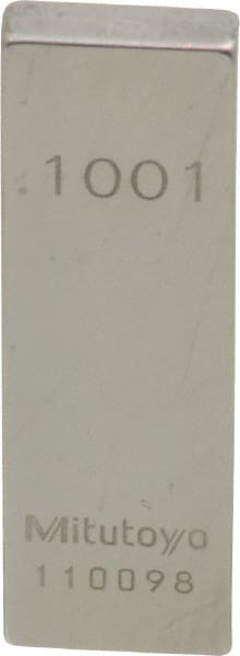 Mitutoyo - 0.1001" Rectangular Steel Gage Block - Accuracy Grade 0, Includes Certificate of Inspection - Exact Tooling
