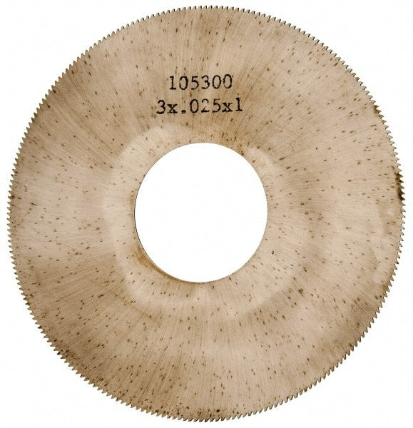 Made in USA - 3" Diam x 0.025" Blade Thickness, 1" Arbor Hole Diam, 230 Teeth, Solid Carbide Jeweler's Saw - Uncoated - Exact Tooling