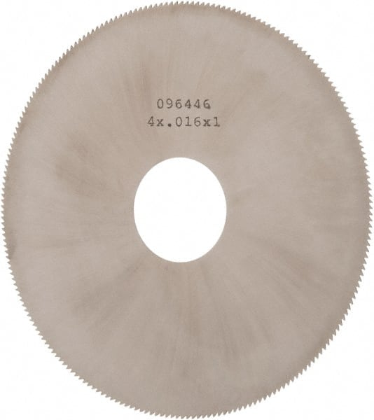 Made in USA - 4" Diam x 0.016" Blade Thickness, 1" Arbor Hole Diam, 220 Teeth, Solid Carbide Jeweler's Saw - Uncoated - Exact Tooling