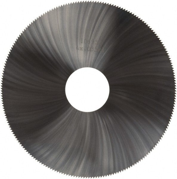 Made in USA - 4" Diam x 0.035" Blade Thickness, 1" Arbor Hole Diam, 220 Teeth, Solid Carbide Jeweler's Saw - Uncoated - Exact Tooling