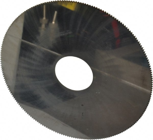 Made in USA - 4" Diam x 0.04" Blade Thickness, 1" Arbor Hole Diam, 220 Teeth, Solid Carbide Jeweler's Saw - Uncoated - Exact Tooling