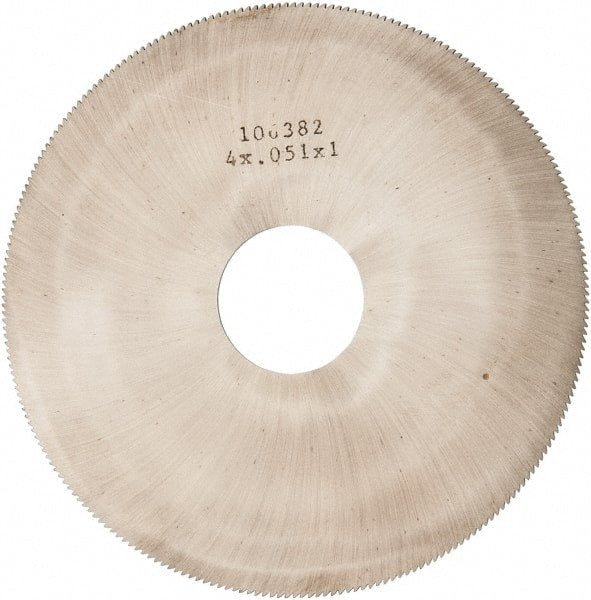 Made in USA - 4" Diam x 0.051" Blade Thickness, 1" Arbor Hole Diam, 240 Teeth, Solid Carbide Jeweler's Saw - Uncoated - Exact Tooling