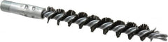 Schaefer Brush - 4-1/2" Brush Length, 3/4" Diam, Double Stem, Single Spiral Flue Brush - 7-1/2" Long, Tempered Steel Wire, 1/4" NPSM Male Connection - Exact Tooling
