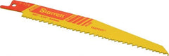 Starrett - 6" Long x 3/4" Thick, Bi-Metal Reciprocating Saw Blade - Tapered Profile, 6 to 10 TPI, Toothed Edge, Universal Shank - Exact Tooling