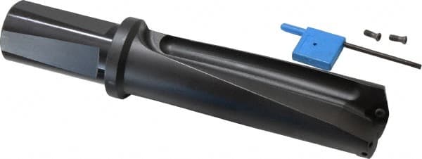 Kyocera - 4-1/2" Max Drill Depth, 3xD, 1-1/2" Diam, Indexable Insert Drill - 2 Inserts, 1-1/4" Shank Diam, Whistle Notch Shank - Exact Tooling