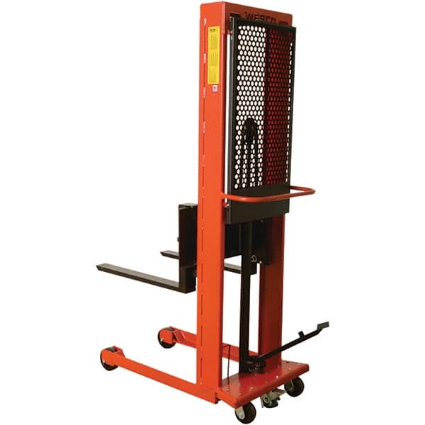 Wesco Industrial Products - 1,000 Lb Capacity, 64" Lift Height, Steel Stacker Manually Operated Lift - Exact Tooling