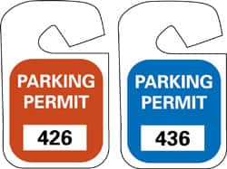 NMC - 4-3/4 Inch High x 2-3/4 Inch Wide, PARKING PERMIT Parking/Vehicle Hang Tag - 1 Side, Unrippable Vinyl, Red - Exact Tooling