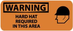 NMC - "Warning - Hard Hat Required in This Area", 7" Long x 17" Wide, Rigid Plastic Safety Sign - Rectangle, 0.05" Thick, Use for Accident Prevention - Exact Tooling