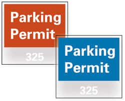 NMC - Parking Permit (201-300), 3 Inch Wide x 3 Inch High, Vinyl Traffic Sign - Blue, Square - Exact Tooling