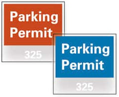 NMC - Parking Permit (401-500), 3 Inch Wide x 3 Inch High, Vinyl Traffic Sign - Blue, Square - Exact Tooling