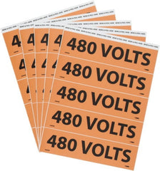 NMC - Electrical Markers Label - Legend: 480 Volts, English, Black & Orange, 9" Long x 2-1/4" High, Sign Muscle Finish - Exact Tooling