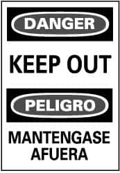NMC - "Danger - Keep Out", 20" Long x 14" Wide, Pressure-Sensitive Vinyl Safety Sign - Rectangle, 0.004" Thick, Use for Accident Prevention - Exact Tooling