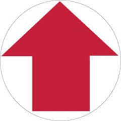 NMC - Anti-Skid Pressure-Sensitive Vinyl Floor Sign - Round, Red on White, Adhesive Backed, For Exit, Entrance & Directional - Exact Tooling