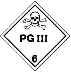 NMC - Safety & Facility Label - Legend: PG III, English, Black & White, 4" Long x 4" High, Sign Muscle Finish - Exact Tooling