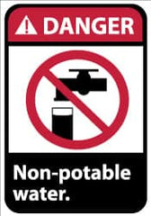 NMC - "Danger - Non-Potable Water", 14" Long x 10" Wide, Aluminum Safety Sign - Rectangle, 0.04" Thick, Use for Restroom, Janitorial & Housekeeping - Exact Tooling