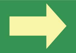 NMC - Right Arrow (Graphic), Plastic Exit Sign - 10" Wide x 7" High, Glow-in-the-Dark - Exact Tooling