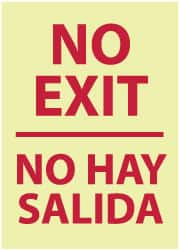 NMC - No Exit, Pressure Sensitive Vinyl Exit Sign - 14" Wide x 20" High, English/Spanish, Glow-in-the-Dark - Exact Tooling