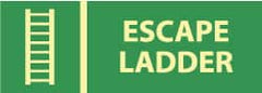 NMC - Escape Ladder, Plastic Fire Sign - 14" Wide x 5" High, Glow-in-the-Dark - Exact Tooling