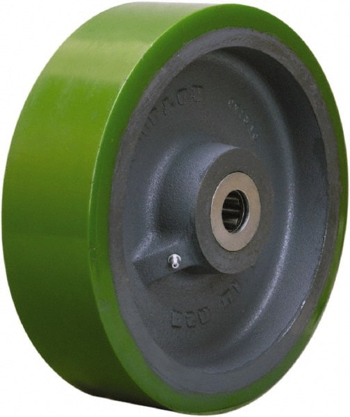 Hamilton - 10 Inch Diameter x 3 Inch Wide, Polyurethane on Cast Iron Caster Wheel - 3,000 Lb. Capacity, 3-1/4 Inch Hub Length, 1 Inch Axle Diameter, Straight Roller Bearing - Exact Tooling