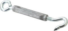 Made in USA - 144 (Eye) & 174 (Hook) Lb Load Limit, 3/8" Thread Diam, 2-7/8" Take Up, Aluminum Hook & Eye Turnbuckle - 3-7/8" Body Length, 1/4" Neck Length, 7-1/2" Closed Length - Exact Tooling