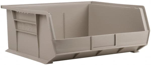 Akro-Mils - 75 Lb. Load Capacity, 14-3/4" Deep, Gray Polymer Hopper Stacking Bin - 7" High x 16-1/2" Wide x 14-3/4" Long - Exact Tooling