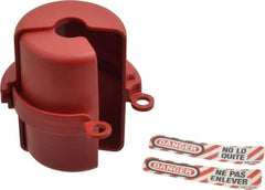 Master Lock - 3/4 Wide, Zenex Thermoplastic Plug-Encasing Plug Lockout - 110/220 Volt, 2-1/4" to 3-1/4" Plug Size, 3/4 Max Cord Diam, Includes Labels, English/French/Spanish - Exact Tooling