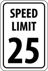 NMC - "Speed Limit 25", 18" Wide x 24" High, Aluminum Speed Limit Signs - 0.08" Thick, Black on White, Engineer Grade Reflectivity, Rectangle, Post Mount - Exact Tooling