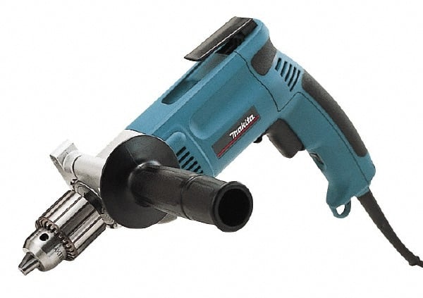 Makita - 1/2" Keyed Chuck, 900 RPM, Pistol Grip Handle Electric Drill - 7 Amps, 115 Volts, Reversible, Includes Chuck Key, Drill Chuck, Side Handle - Exact Tooling