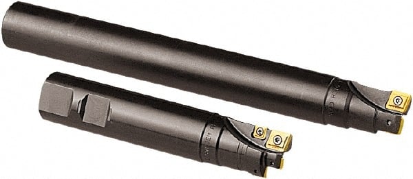 Seco - 20mm Cut Diam, 8mm Max Depth of Cut, 20mm Shank Diam, 200mm OAL, Indexable Square Shoulder End Mill - CCMX 0803, SPMX 0602 Inserts, Cylindrical Shank, 90° Lead Angle - Exact Tooling