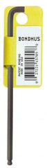 Bondhus - 5/16" Hex, Short Arm, Ball End Hex Key - 6-5/16" OAL, Protanium High Torque Steel, Inch System of Measurement - Exact Tooling