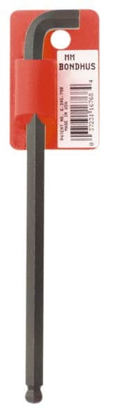 Bondhus - 10mm Hex, Short Arm, Ball End Hex Key - 7-49/64" OAL, Protanium High Torque Steel, Metric System of Measurement - Exact Tooling