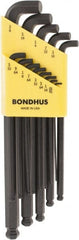 Bondhus - 13 Piece L-Key Short Arm Ball End Hex Key Set - Hex Range 0.05 to 3/8" - Exact Tooling