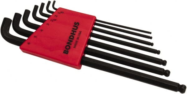 Bondhus - 7 Piece L-Key Ball End Hex Key Set - Hex Range 1.5 to 6mm - Exact Tooling