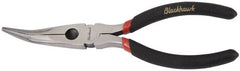 Blackhawk by Proto - 6-1/4" OAL, 2-7/32" Jaw Length x 29/32" Jaw Width, Long Nose Side Cutting Needle Nose Pliers - Round Jaw, Curved Head, Plastic Handles - Exact Tooling