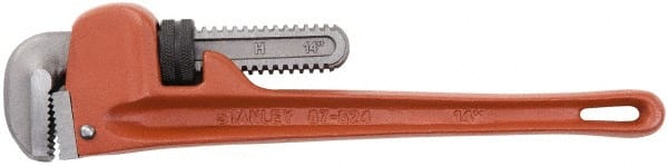 Stanley - 14" Cast Iron Straight Pipe Wrench - 2-7/8" Pipe Capacity - Exact Tooling