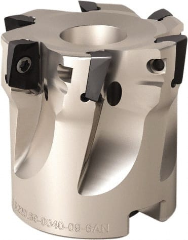 Seco - 4 Inserts, 32mm Cut Diam, 16mm Arbor Diam, 11mm Max Depth of Cut, Indexable Square-Shoulder Face Mill - 90° Lead Angle, 35mm High, XOMX 120408.. Insert Compatibility, Through Coolant, Series Turbo 12 - Exact Tooling