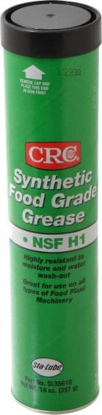 CRC - 14 oz Cartridge Synthetic High Temperature Grease - Clear/Yellow, Extreme Pressure, Food Grade & High/Low Temperature, 400°F Max Temp, NLGIG 2, - Exact Tooling