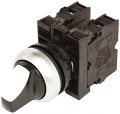 Eaton Cutler-Hammer - 22-1/2mm Mount Hole, 3 Position, Knob Operated, Selector Switch with Contact Blocks - Maintained (MA), Nonilluminated, 1 Contact Block, 2NO - Exact Tooling