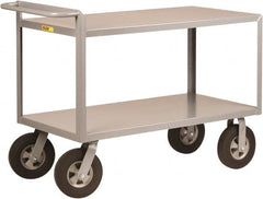 Little Giant - 1,500 Lb Capacity, 2 Shelf, Steel Shelf Truck - 36" Long x 24" Wide x 38-1/2" High, 10" Diam Solid Rubber Wheels - Exact Tooling