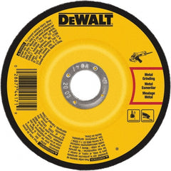 DeWALT - 24 Grit, 6" Wheel Diam, 1/4" Wheel Thickness, Type 27 Depressed Center Wheel - Aluminum Oxide, Resinoid Bond, 10,100 Max RPM - Exact Tooling