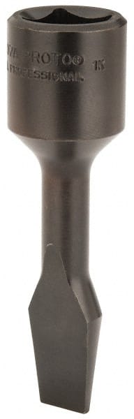 Proto - 1/2" Drive, 7/16" Wide x 0.07" Thick Blade, Standard Slotted Screwdriver Socket - 3-5/32" OAL - Exact Tooling