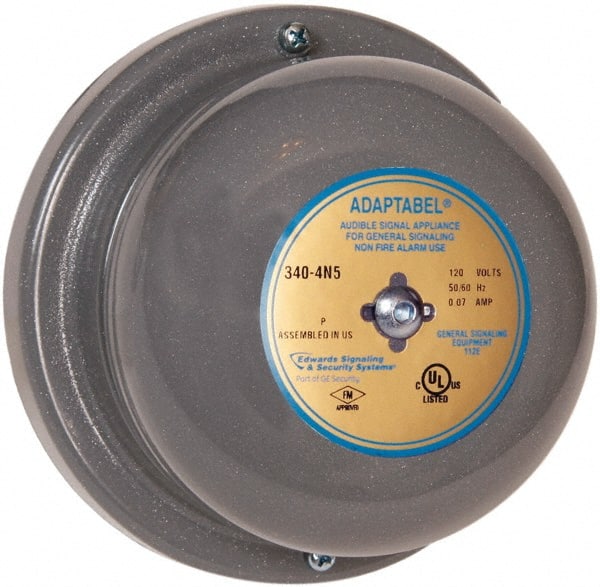 Edwards Signaling - 4" Diam, 24 VAC Bell - 0.31 Amps, 88 Decibles at 10', Vibrating, Waterproof - Exact Tooling