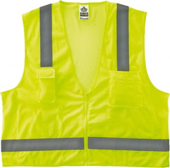 Ergodyne - Size S/M High Visibility Lime Mesh/Solid Surveyor's Vest - 36 to 44" Chest, ANSI/ISEA 107, Zipper Closure, 4 Pockets, Polyester - Exact Tooling