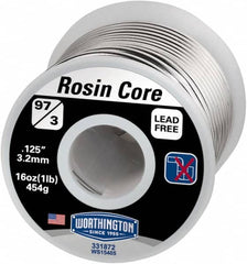 Worthington - 1/8 Inch Diameter, 97 Percent Tin and Copper and 3 Percent Rosin Core, Rosin Core Solder - 1 Lb. - Exact Tooling