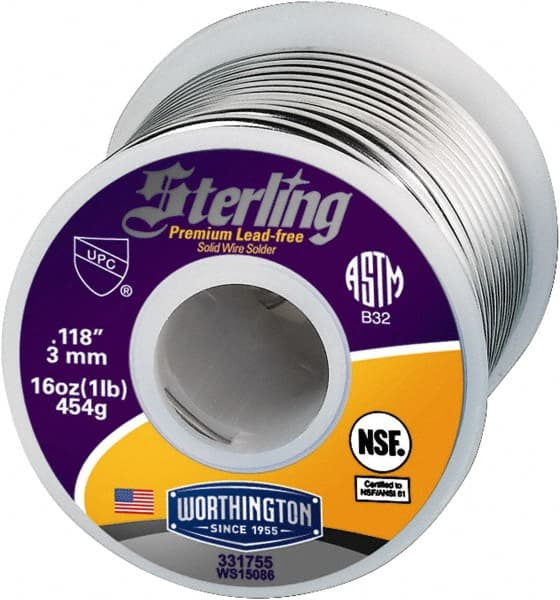 Worthington - 0.1180 Inch Diameter, Tin and Copper with Selenium, Sterling Lead Free Solder - 1 Lb. - Exact Tooling